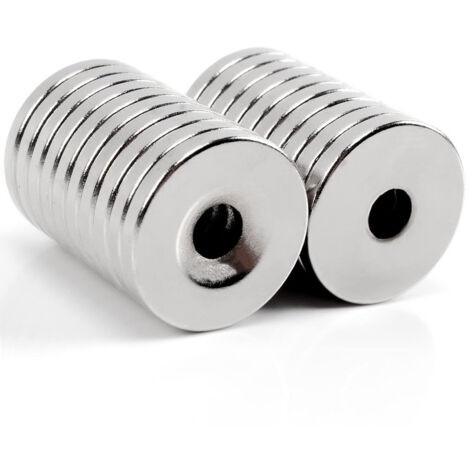 Aimant néodyme de 5 mm avec trou de 25 x 3 mm, aimant puissant pour loisirs créatifs, aimant de réfrigérateur à faire soi-même, aimant rond avec trou