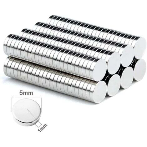 Aimant Néodyme - Disque 5 mm x 1 mm - Pour Frigo Porte Tableau Blanc Bricolage - 100 Pièces