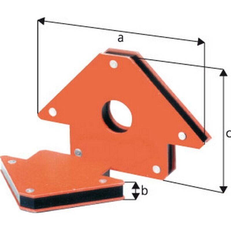 Beloh - Aimant permanent à angles multiples, a : 120 mm, b 15 mm, c 82 mm