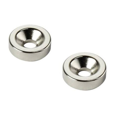 Tru Components – Aimant permanent anneau N35 20mm – Température limite 80°C – Trou intérieur conique 4mm – 1218977 - D20T5-M4