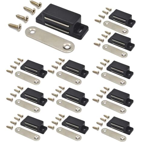 Aimant Porte Placard 12 pièces Loquet Magnétique pour Armoire, Fermeture Aimant de Meuble pour Armoires, les Tiroirs et les Volets Armoire Vis incluses- Blanc
