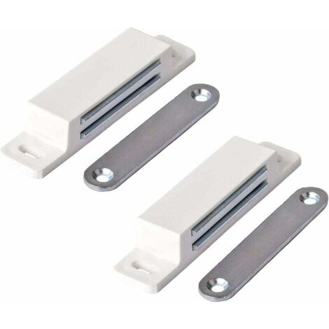 Aimant Porte Placard, Ferme Porte Magnétique Extra Forte - Force de maintien 13kg - Lot de 2 en blanc – Porte de Placard - pour portes, meubles, tiroirs.