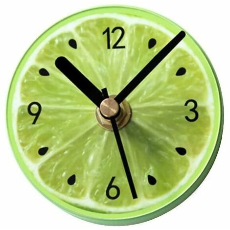 Aimant Réfrigérateur Magnet Frigo Horloge Murale Rond Motif Citron Vert