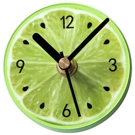 Aimant Réfrigérateur Magnet Frigo Horloge Murale Rond Motif Citron Vert