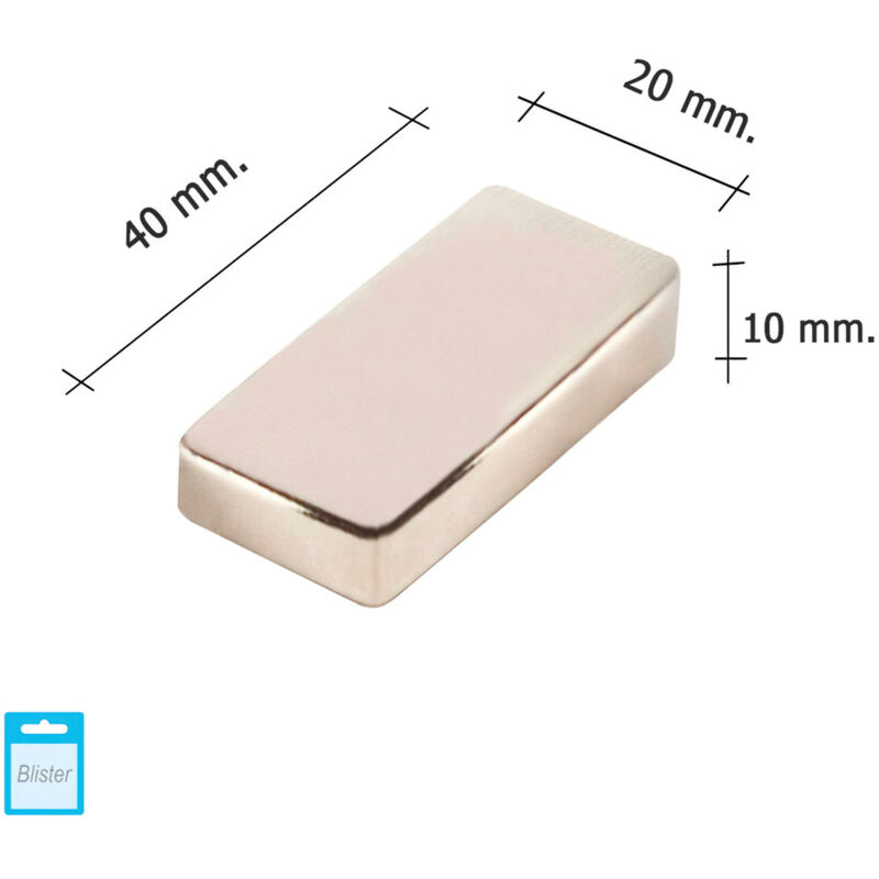 Aimant Wolfpack Néodyme Rectangulaire 40x20x10 mm. (Blister 1 pièce)