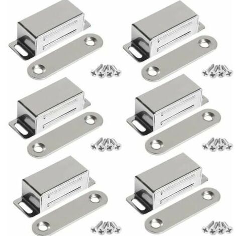 Aimants de Porte pour Meubles, Aimants Magnétiques en Acier Inoxydable Puissants de 10 kg pour Placard de Porte (Lot de 6, avec vis en acier inoxydable)