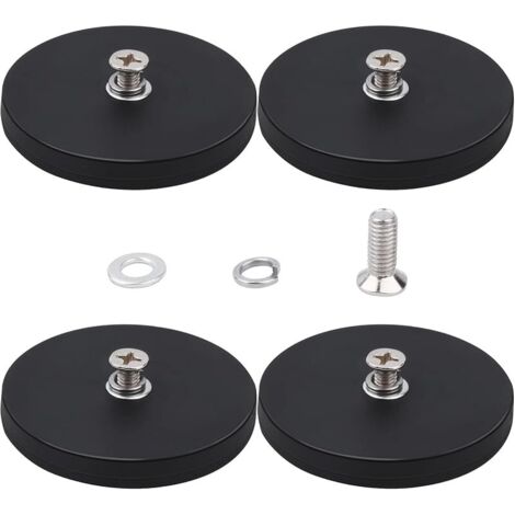 Aimants en Caoutchouc Aimant Puissant Néodyme Extra Fort avec Filetage Interne 30kg 4 pcs 66mm