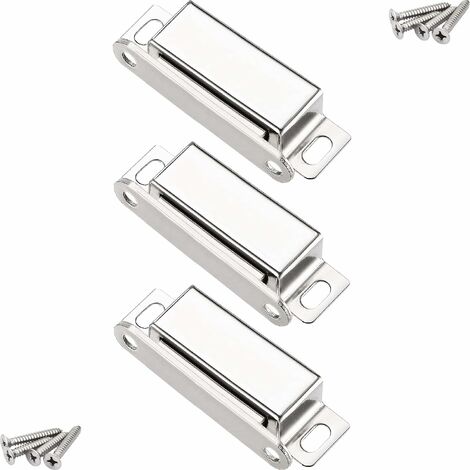 Aimants loqueteaux magnétiques, onehous 20 kg loqueteau de porte magnétique et 12 vis, 304 Acier inox, loqueteaux magnétiques aimanté pour fermeture de porte meuble/armoire/placard (paquet de 3)702015