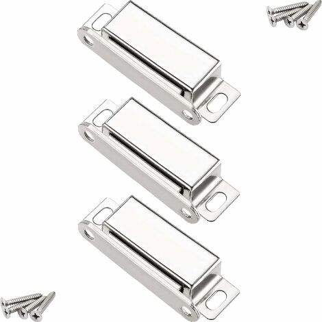 Aimants loqueteaux magnétiques, onehous 20 kg loqueteau de porte magnétique et 12 vis, 304 Acier inox, loqueteaux magnétiques aimanté pour fermeture de porte meuble/armoire/placard (paquet de 3)702015