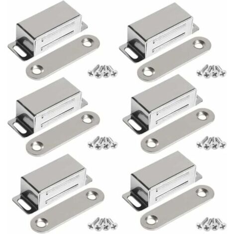 Aimants magnétiques pour armoire 10 kg, puissants aimants en acier inoxydable pour armoire, aimants pour porte d'armoire (6 pièces) (vis en acier inoxydable)