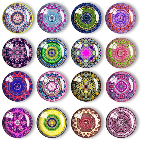 Aimants pour réfrigérateur, lot de 16 – Cabochons décoratifs en verre, aimants en verre, aimants 3D pour réfrigérateur, tableau magnétique, tableau blanc, tableau d'affichage (ronds)