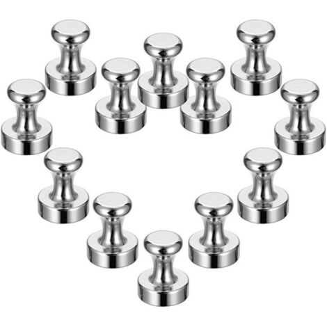 Aimants puissants pour réfrigérateur, boutons-poussoirs magnétiques en néodyme haute résistance pour tableau blanc magnétique, panneau d'affichage de bureau, plan de cuisine, lot de 12, 12 x 16 mm