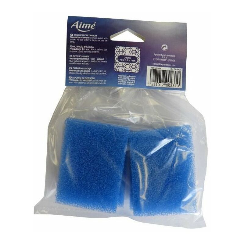 Lot de 4 Mousse de filtration biologique pour aquarium - Avec cavalier - Aime