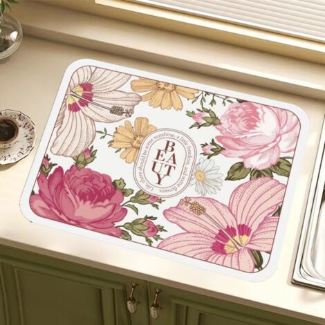Aimer comme une rose 4060cm (Terre de diatomées) Tapis égouttoir, tapis absorbant antidérapant en terre de diatomées pour la cuisine, tapis isolant thermique anti-brûlure résistant aux hautes tempéra