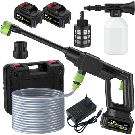 Aimoonsa – Nettoyeur haute pression électrique 500PSI – 300W – 2 batteries 1500mAh – 6 buses réglables – Débit 4L/min – Pour nettoyage voiture et jardin