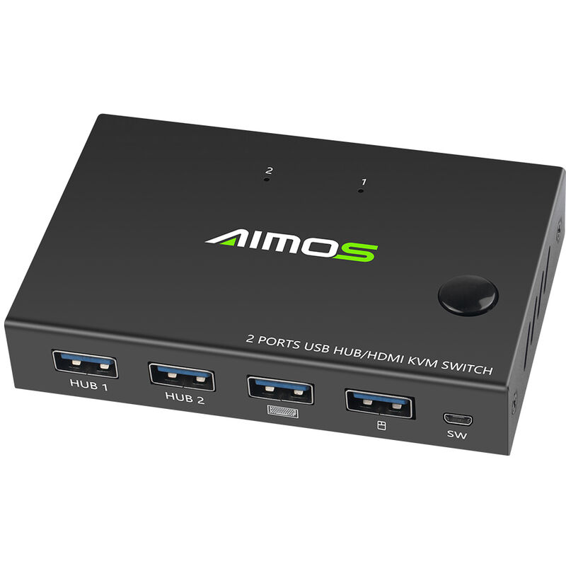 

AM-KVM201CC 2 puertos HDMI KVM Switch compatible con 4K * 2K @ 30Hz HDMI KVM Switcher Teclado Mouse USB - Aimos