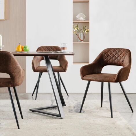 AINPECCA Orange Dining Chairs Velvet Padded Black Metal Leg Kitchen Living Room UK