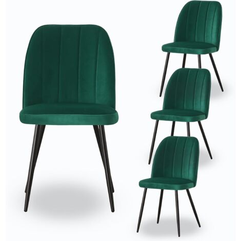 AINPECCA 4X Dining Chairs Padded Seat Metal Leg Kitchen Chair Home Office Room Green