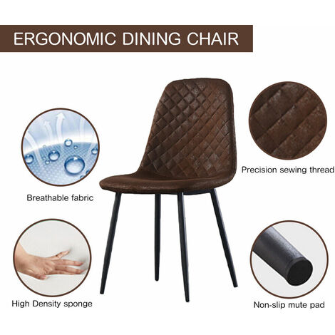 AINPECCA 2 4 Dining Chairs Velvet Padded Seat Metal Legs Kitchen Home Office UK