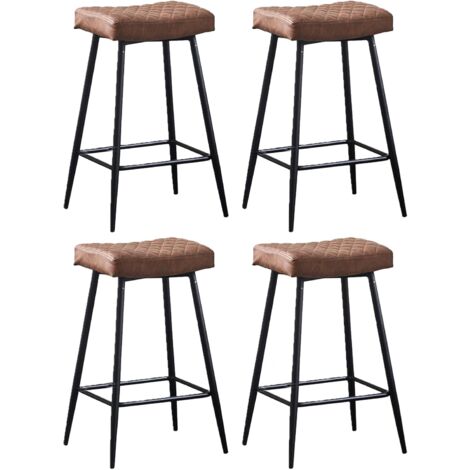 AINPECCA Bar Stools Set of 4 PU Leather Brown Breakfast Dining Bar Stools Fixed Height Bar Stools Breakfast Bar, Counter, Kitchen and Home
