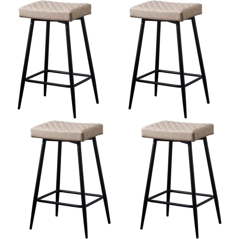 AINPECCA Bar Stools Set of 4 PU Leather Latte Breakfast Dining Bar Stools Fixed Height Bar Stools Breakfast Bar, Counter, Kitchen and Home