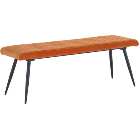 AINPECCA Dining Bench Vintage Dinner Lounge Stool with Metal legs Dining Room Hall Bench Doorway Dinner Long Bench Orange Velvet 129cm Length