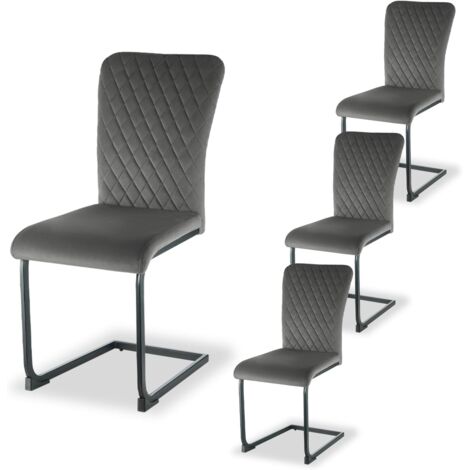 AINPECCA Dining Chairs Set of 4 Grey Velvet Dining Chair with Padded Seat, High - Back and Stylish Modern Design Kitchen Chairs for Dining Room (Grey, 4)