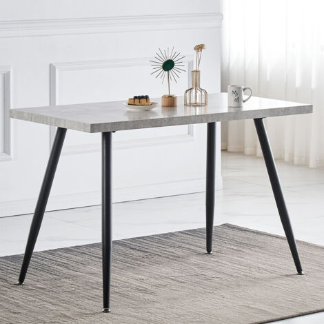 AINPECCA Dining Table Grey Marbled Effect Dining Room Table MDF top Kitchen Dinner Desk with Metal legs Breakfast Dinner Table Home Office Furniture (4-6 Pers 150cm Length)