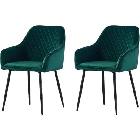AINPECCA Set of 2 Velvet Dining Chairs Green Upholstered Seat with Metal Legs Living Room(Green,2)
