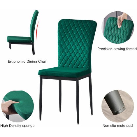 AINPECCA Set of 4 Dining Chairs High Back Velvet Office Kitchen Chair Living Home-Green