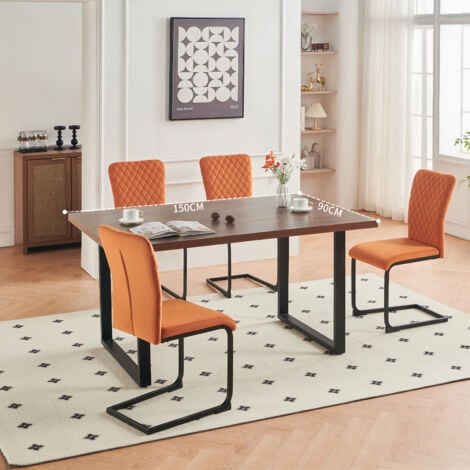 AINPECCA Dining Chairs Set of 4 Grey Velvet Dining Chair with Padded Seat, High - Back and Stylish Modern Design Kitchen Chairs for Dining Room (Grey, 4)