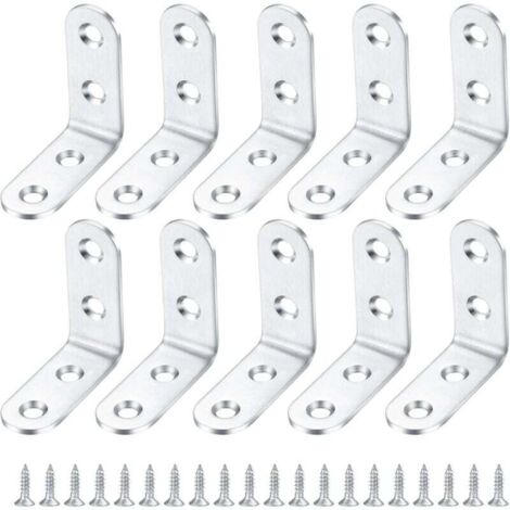 AIPERQ - 10 soportes de esquina para pared, soportes de estante en ángulo recto de 90 grados, soporte de estante en forma de L de acero inoxidable para soporte de esquina de pared - 40 x 40 x 2 mm
