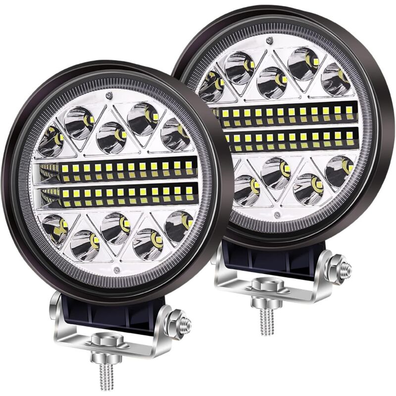 Aiperq - 102W led Travail lumière Offroad Conduite antibrouillards, 2PCS Rondes led Pods Spot Flood Combo Lights 12V 24V Feux auxiliaires pour Camion
