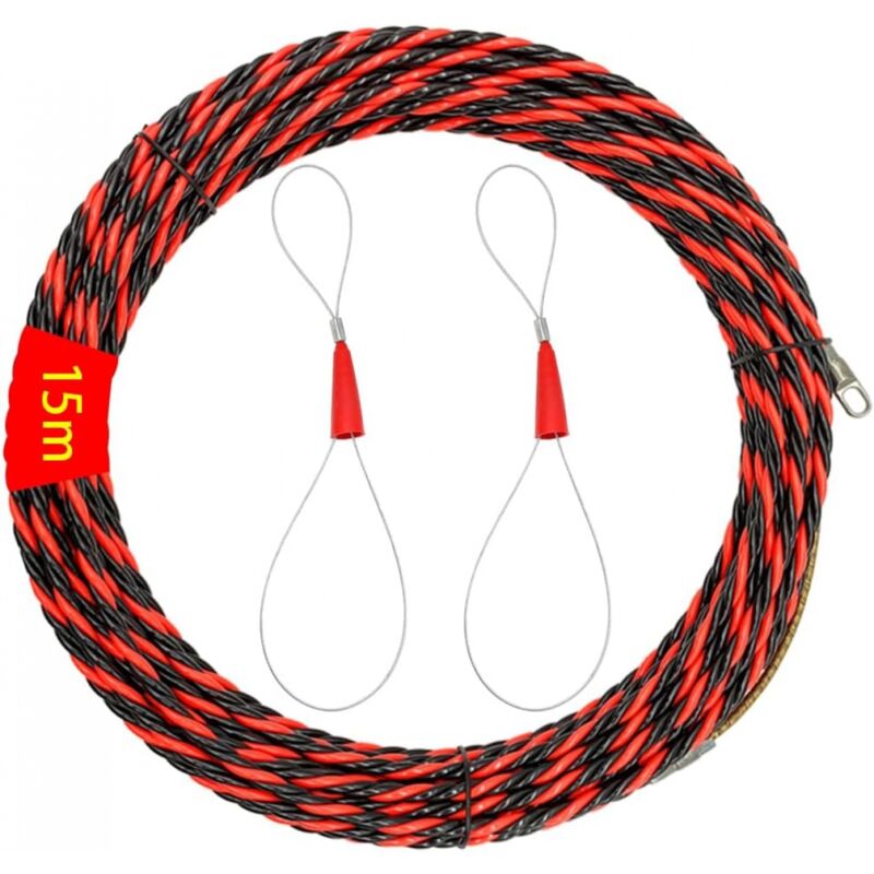 Aiperq - 15m Aiguille D'électricien Electrique Avec 2 Resort de Guidage Passe Spiralé Flexible Aiguille Tire Fil Pour Câble de Communication Mur