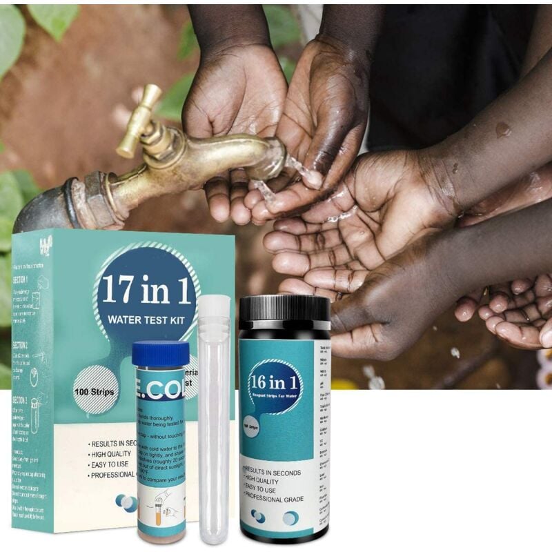 Aiperq - 17 en 1 papier test de qualité de l'eau combinaison de kit de test e. coli de Test d'eau pour Le Test de qualité de l'eau à Domicile Test