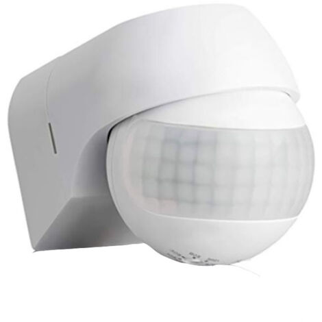 Aiperq 1x Infrarouge Détecteur de Mouvement - pour l'intérieur et l'extérieur Portée jusqu'à 12m à 180° Rotatif Inclinable IP44 Protection Contre Les Projections d'eau Blanc