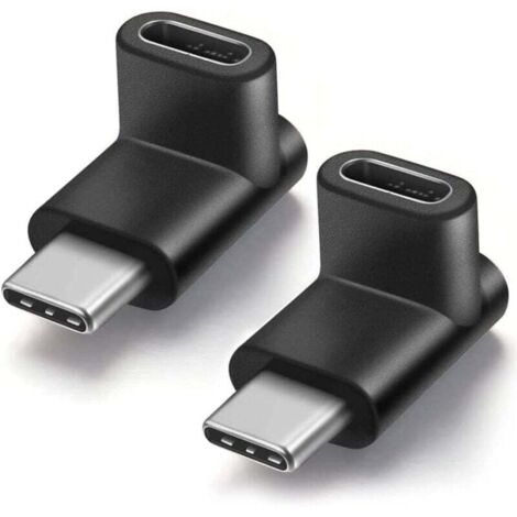 AIPERQ - 2 adaptadores USB-C tipo C macho a hembra en ángulo de 90 grados hacia arriba y hacia abajo, extensión USB-C USB 3.1 tipo C para tableta, teléfono celular y computadora portátil.