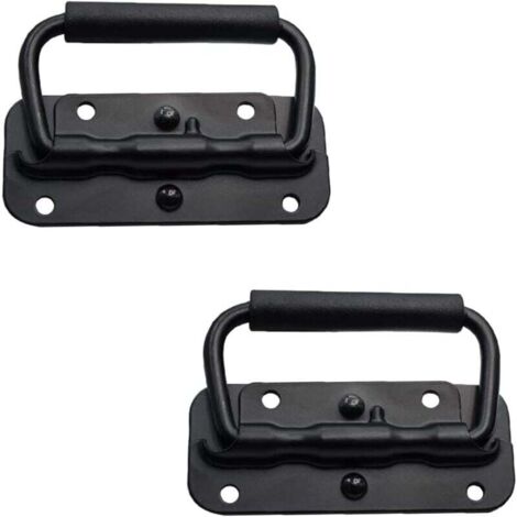 AIPERQ - 2 asas para caja de vuelo, asas con resorte para caja de herramientas, asas plegables con resorte, color negro (100 mm)
