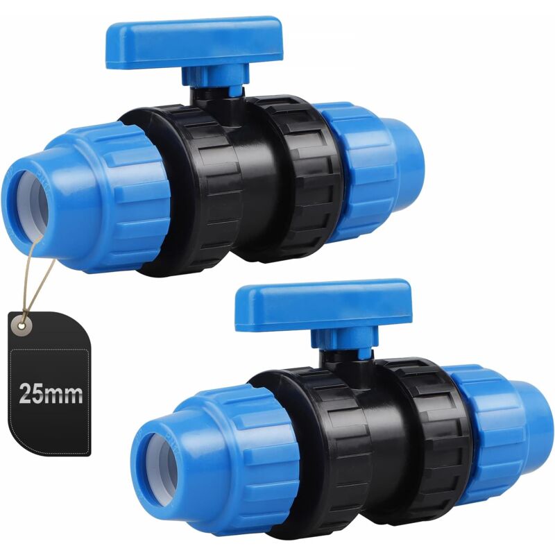Aiperq - 2 Pièces Connecteur en pp pour Tuyau d'eau, Connecteur de Serrage pour Tuyaux en pe, 25mm (Bleu)