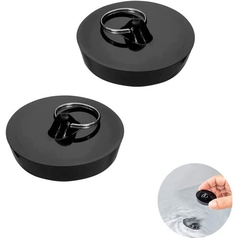 AIPERQ 2 Stück Abflussstöpsel, Waschbeckenstöpsel für Abfluss Ø 44 bis 42 mm, Gummi Waschbeckenstöpsel mit Aufhängering, Universalstöpsel, für Badewanne, Küche, Bad