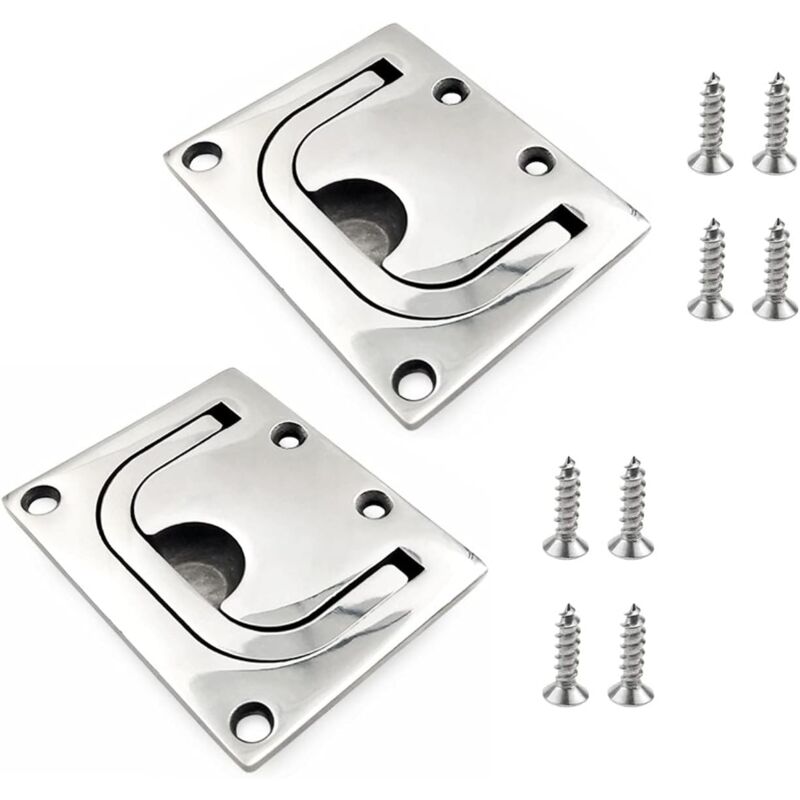 2 x Poignée affleurante loquet hayon bateau, poignée traction hayon encastrée en acier inoxydable, poignée de traction affleurante, poignée hayon de