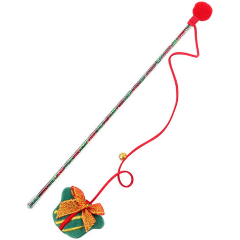 Aiperq 3 pieces of Christmas cat stick toys, Christmas interactive snowman with bell, Christmas tree gift box, funny cat stick toy with elastic rope