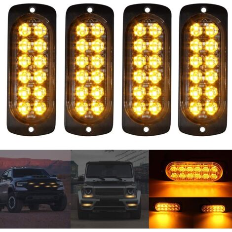 Aiperq 4 Pièces 12-24V LED Stroboscopique Voiture Ampoule Led Voiture Orange Lumineux Feux éclairage Remorque Clignotant Strobe