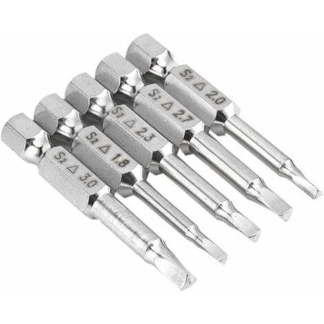 Aiperq 5PCS Embouts de Tournevis Magnétique à Tête Triangulaire Set S2 Acier 1,8mm, 2mm, 2,3mm, 2,7mm, 3mm, Tige 6.35mm Hexagonale, Longueur de 50mm