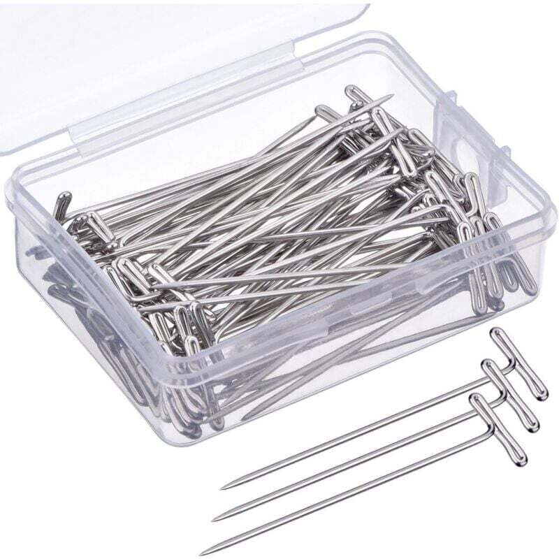 Image of 70 Stück 2 Zoll T-Stifte mit Kunststoffbox, Silber - Aiperq