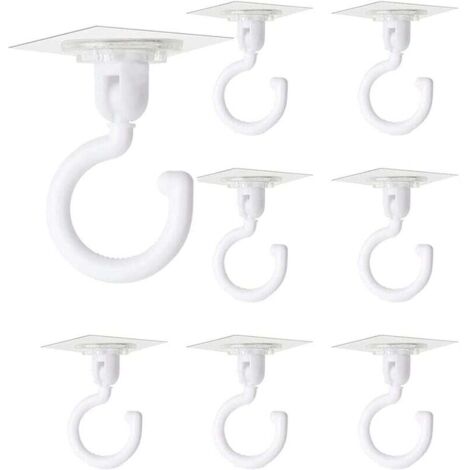 AIPERQ - 8 ganchos autoadhesivos transparentes con rotación de 360 grados, potentes ganchos adhesivos para techo, sin necesidad de taladrar, para baño, inodoro, cocina, oficina, pared y techo.