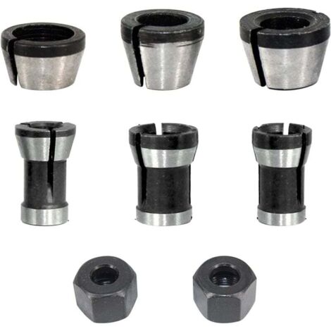 AIPERQ - 8 mandriles de pinza para fresadora de 6,35/8 mm, adaptador de cabezal de fresadora para fresadora de madera, convertidor para máquinas de grabado y cortadores.