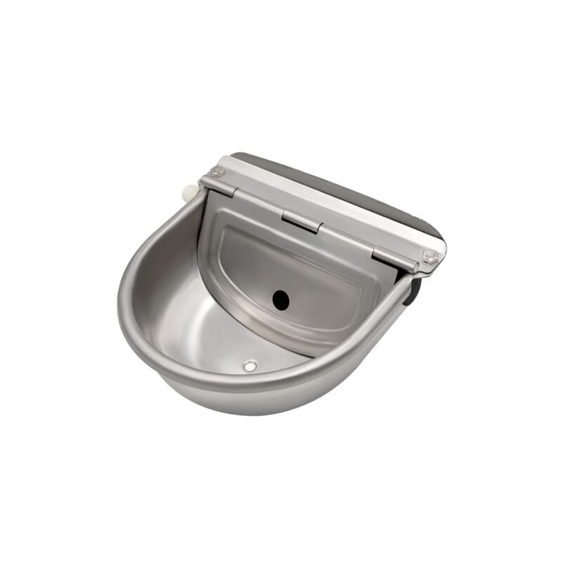 Abreuvoir à eau en acier inoxydable avec bouchon de vidange et valve à flotteur réglable pour cheval, chien, bétail, chèvre, mouton, cochon,