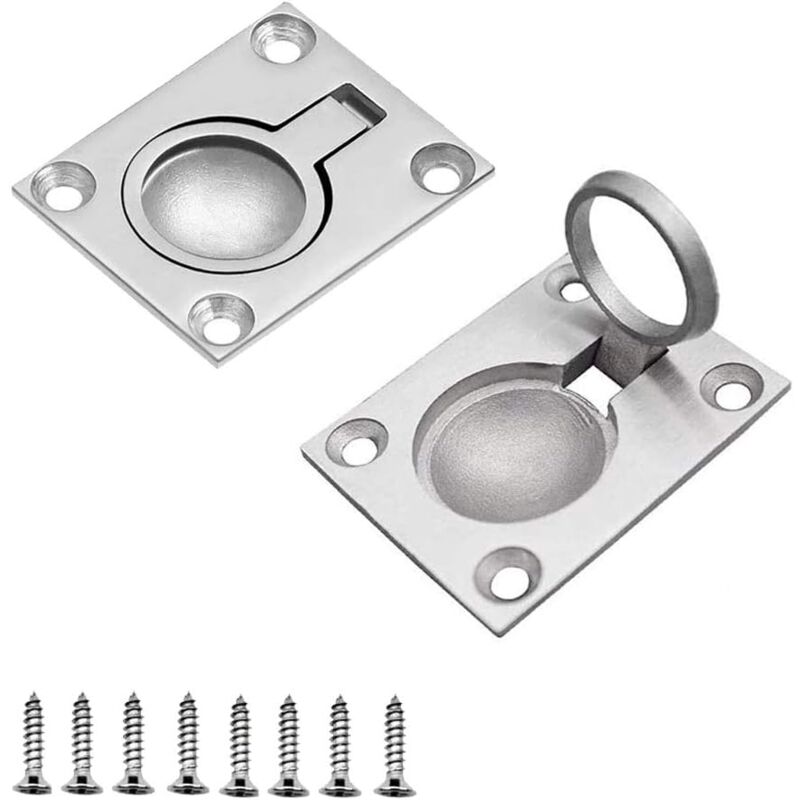 AIPERQ Accessoire de levage,Poignée marine en acier inoxydable Trappe encastrée pour bateau Poignée de levage encastrée avec 8 vis (paquet de 2, 49 x