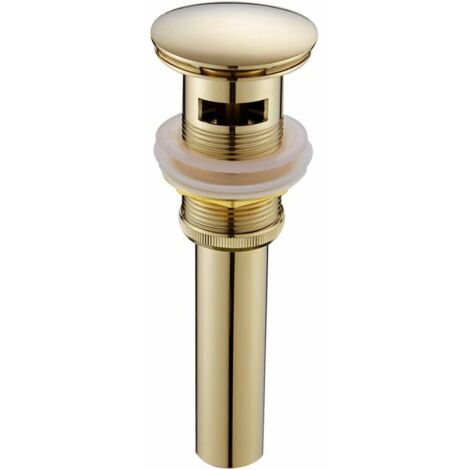 Aiperq – Bonde de lavabo pop-up avec trop-plein – Mécanisme à ressort – Laiton chromé plaqué or – Installation facile et rapide – Anti-corrosion